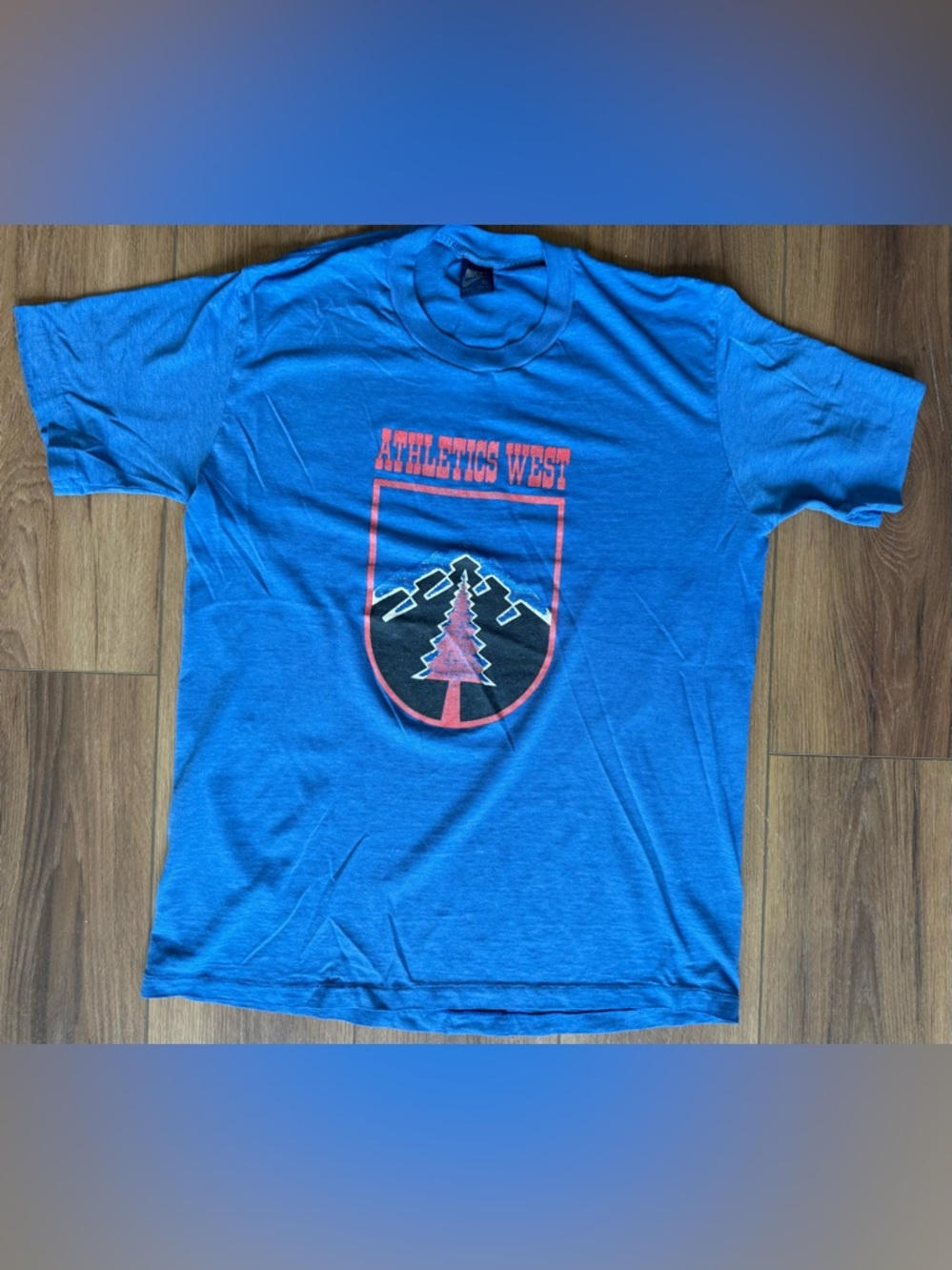 Vintage Nike Athletics West T-Shirt XL Blue Faded Blue Tag USA Single Stitch